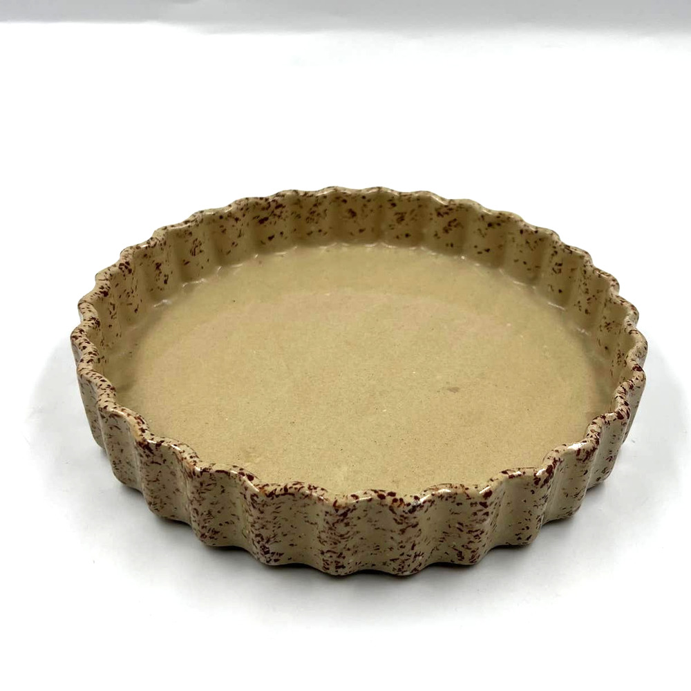 Vintage Flan Tart Quiche Dish Stoneware‎ Speckled 9 Inch Oven Safe Round